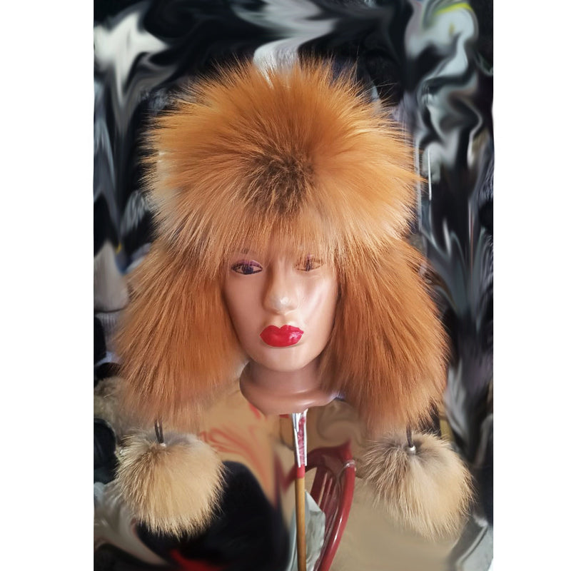 BY ORDER Women Silver fox Fur Hat, Real Leather Fox Fur Hat, Aviator Hat, Ushanka, Russian Hat, Ski Hat, Leather Hat Ear Flap, Girl Trapper