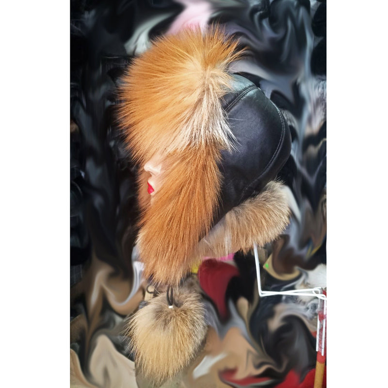 BY ORDER Women Silver fox Fur Hat, Real Leather Fox Fur Hat, Aviator Hat, Ushanka, Russian Hat, Ski Hat, Leather Hat Ear Flap, Girl Trapper