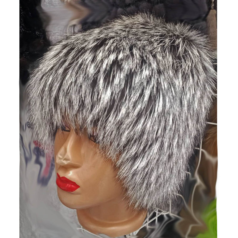 BY ORDER Women Silver Fox Fur Hat, Fur Hat, Stretchy Fur hat, Knit Fur Hat, Fox Fur Hat, Girl Fur Hat, Trapper Hat, Real fur Hat, Fluffy hat