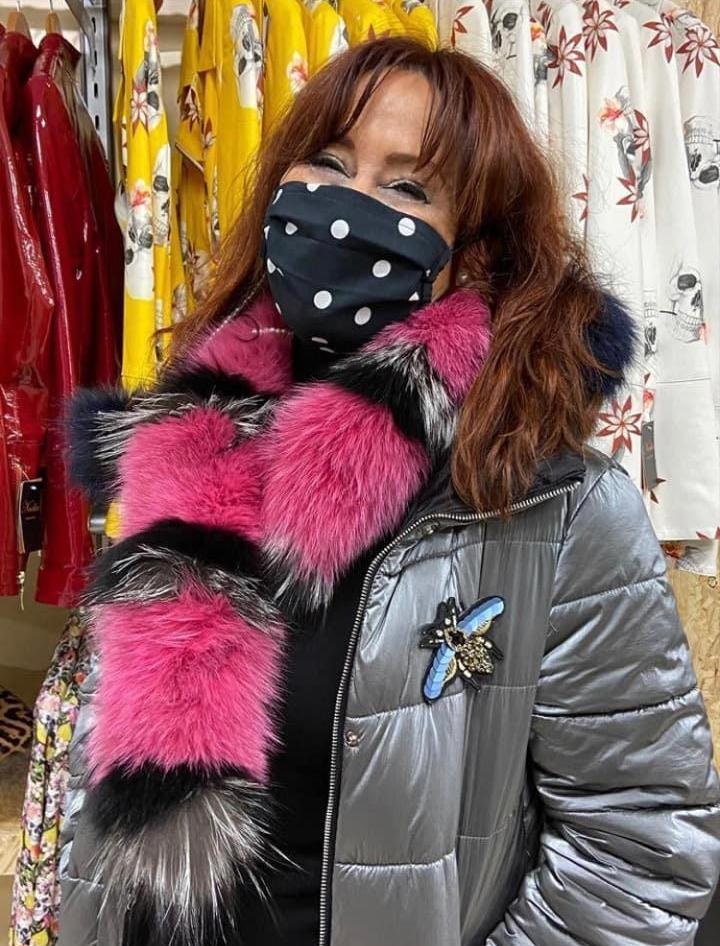 Pink Fox Fur Scarf – Genuine Fox Pelt – 112 cm