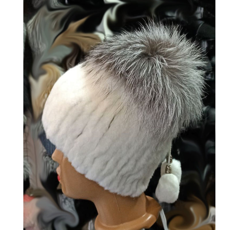 BY ORDER Women Real Fur Hat, Rabbit Rex Fur Hat, Stretchy Fur hat, Double color Knit Fur Hat, Rabbit Fur Hat, Girl Fur Hat, Silver fox, Rex