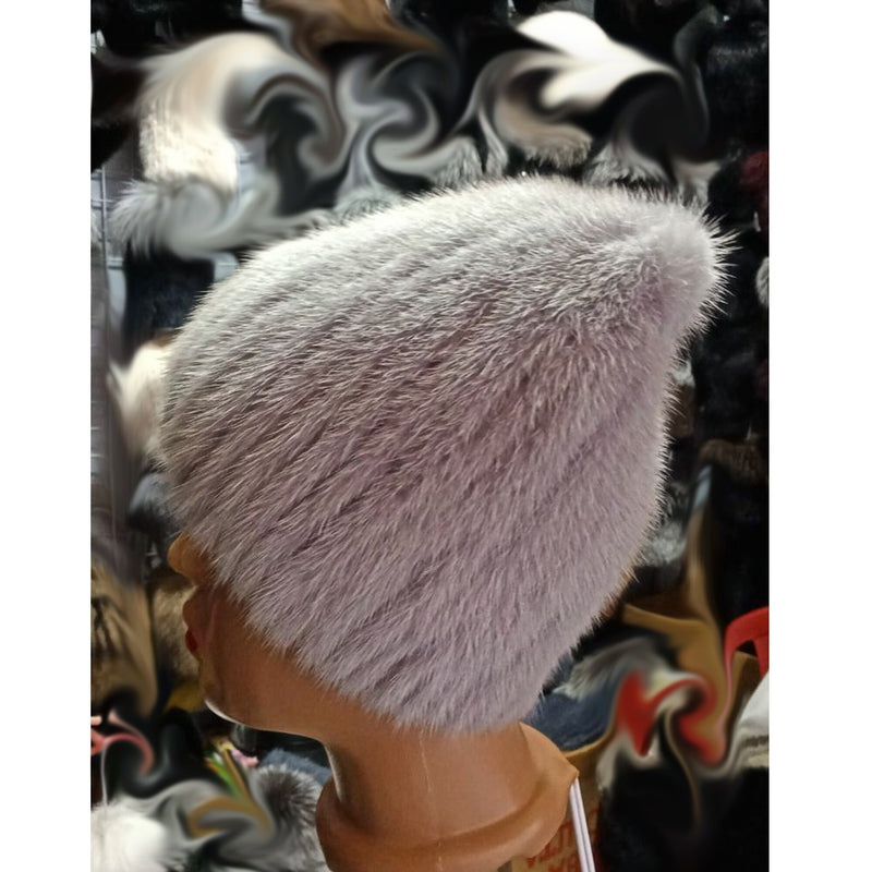 BY ORDER Women Mink Fur Hat, Fur Hat, Stretchy Fur hat, Knit Fur Hat, Mink Fur Hat, Girl Fur Hat, Trapper Hat, Real fur Hat, Fluffy hat Gray