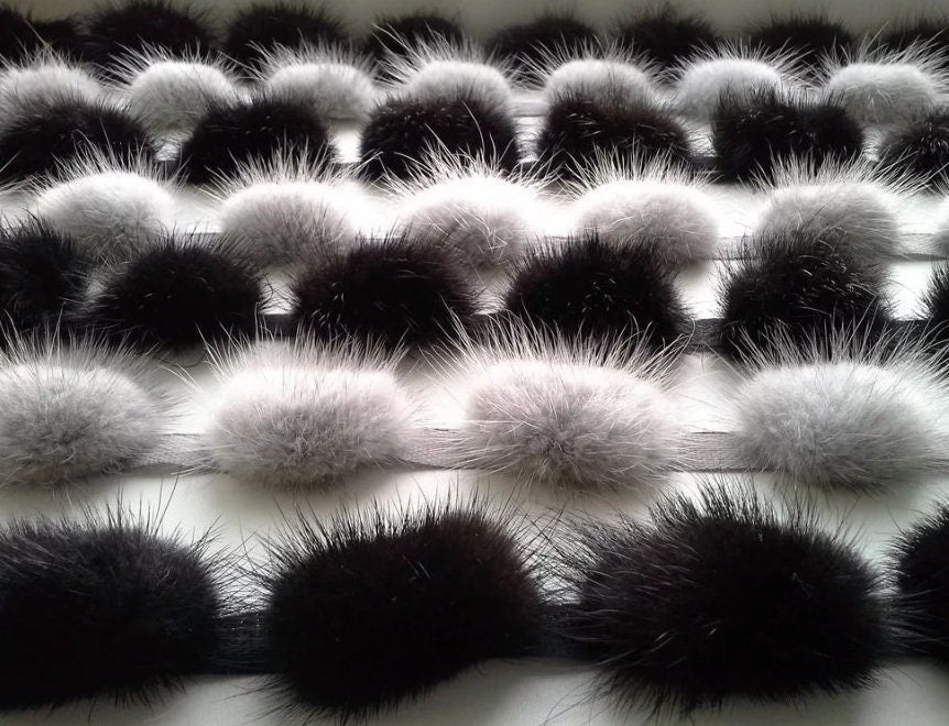 BY ORDER, Real Mink Pom Pom Fur Trimming, Supply for Sewing, Mink Fur Stripes, Mink Pom Pom Fur Trim, Fur Edging Trim for Garment White Trim