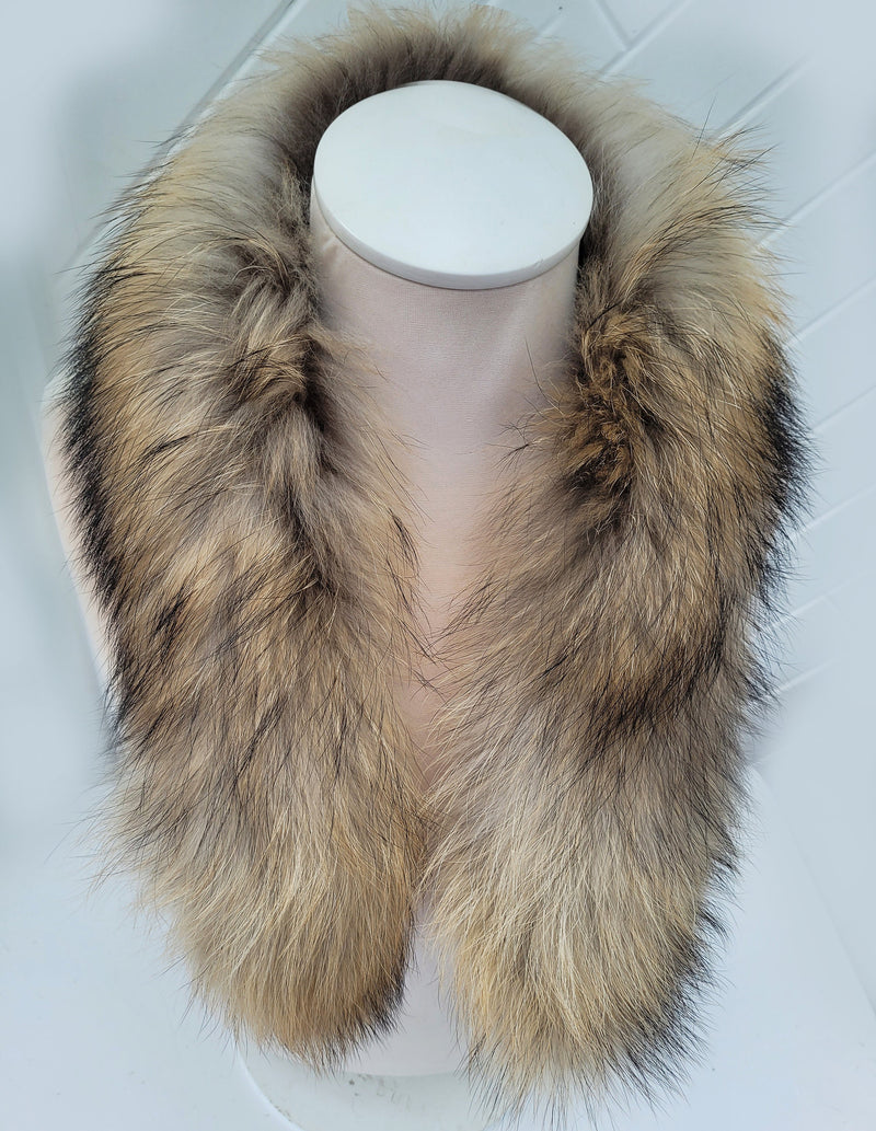 READY to SHIP 60,70,80 x3 cm Real Raccoon Fur Collar, Fur Trim for Hoodies, Raccoon Fur Collar, Fur Scarf, Fur Ruff, Raccoon Fur Hood, Real