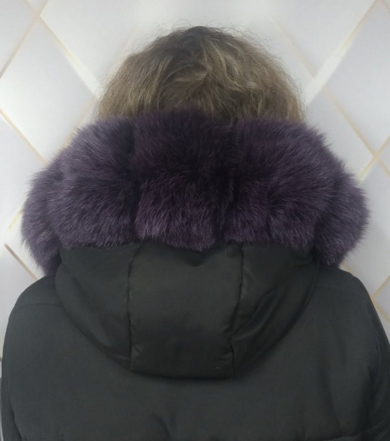 BY ORDER Extra Large Real Fox Fur (Tail) Collar Hood from pieces, Fur collar trim, Fox Fur Collar, Fur Scarf, Fur Ruff, Fox Fur Hood, stripe