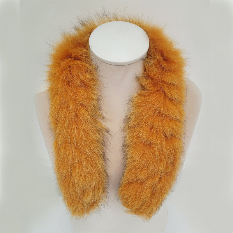 READY to SHIP, Real Fox Fur (Tail) Trim Hood, Orange Fur collar trim, Fox Fur Collar, Fur Scarf, Fur Ruff, Fur Hood, stripe, Coat, Jacket