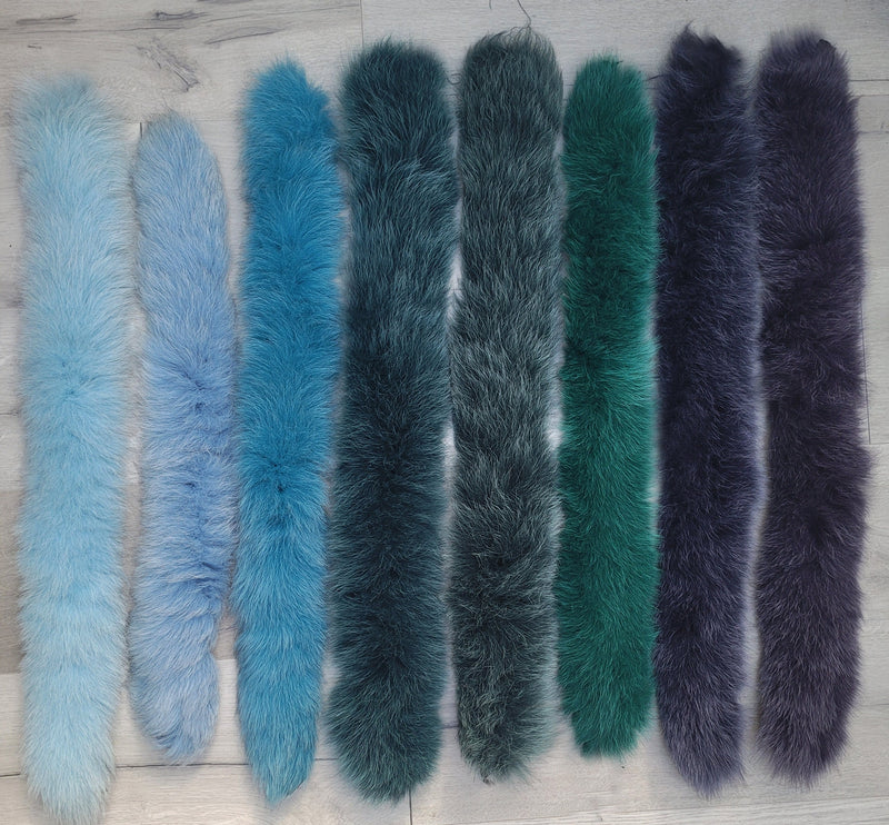 BY ORDER, Real Fox Fur (Tail) Trim Hood, Fur collar trim, Fox Fur Collar, Fur Scarf, Fur Ruff, Fur Hood, Fur stripe, Coat Trim, Green