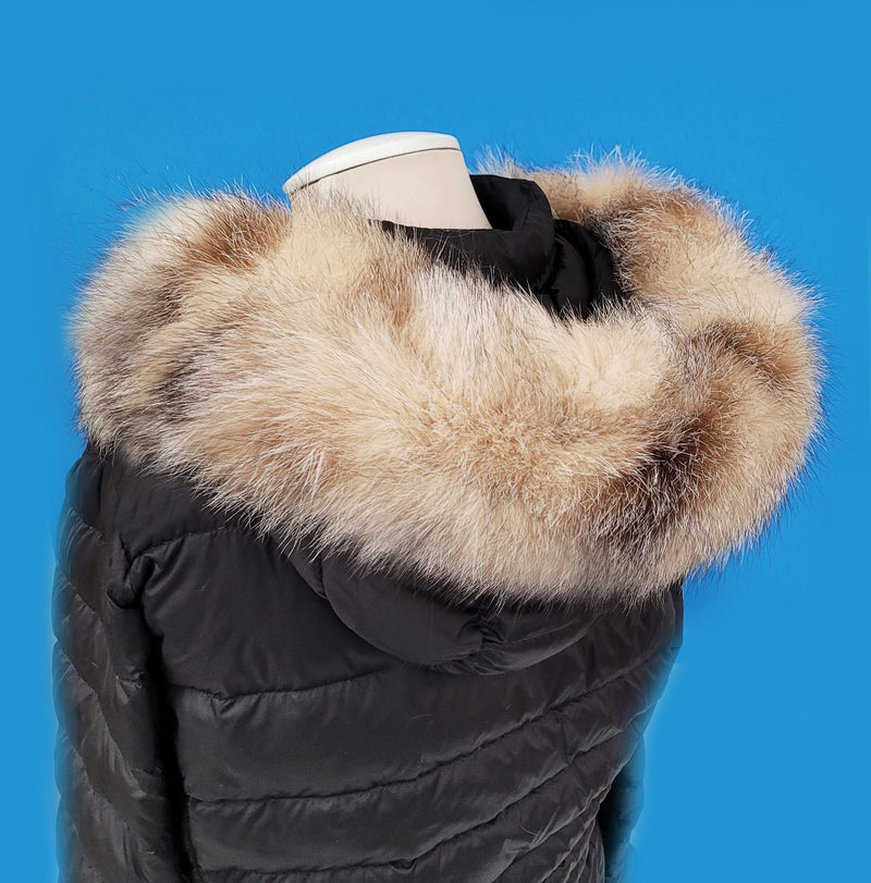 Large Beige Brown Fox Fur Trim, Collar for Hood (PIECES), 80 cm