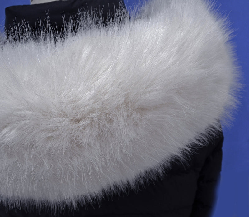 READY to SHIP XL White Silky Faux Fur Vegan Trim Hood 70 cm, Faux Fur Collar Trim Like Real Fox, Fake Fur, Fur Fabric Ruff, Faux Fur Hood