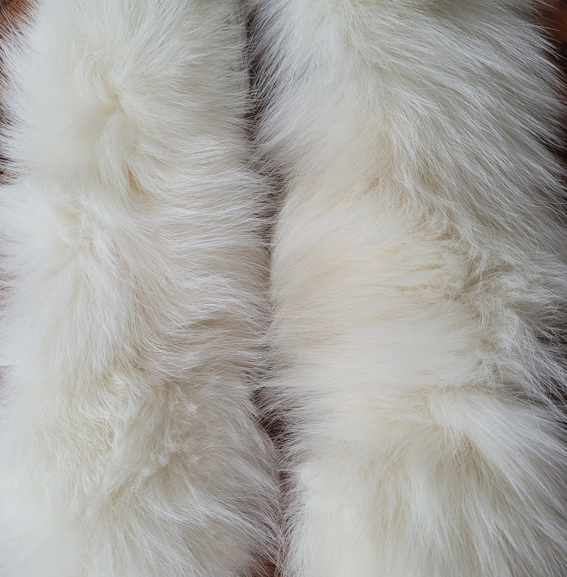 Large IVORY Fox Fur Trim, Collar for Hood (PIECES), 80 cm