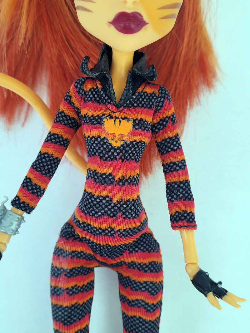 Monster High Doll Power Ghouls Toralei Stripe as Cat Tastrophe for Collectors, OOAK Repaints, Playing, Very Rare Doll, Original Clothes Girl