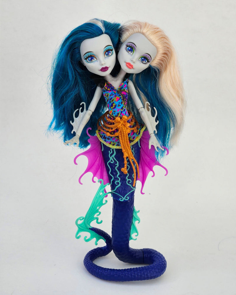 Monster High Doll Great Scarier Scarrier Reef PERI & PEARL Serpentine for Collectors, OOAK Repaints, Playing, Rare, Original, Near Complete