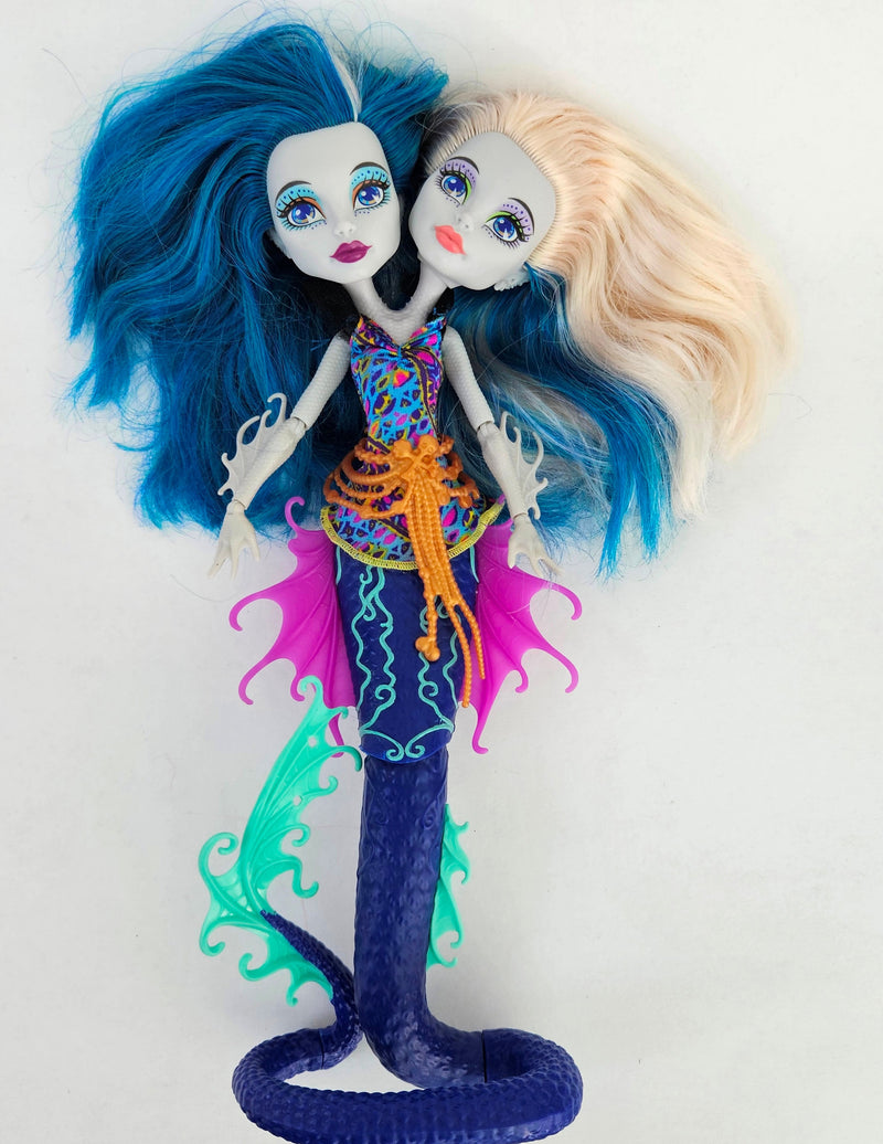 Monster High Doll Great Scarier Scarrier Reef PERI & PEARL Serpentine for Collectors, OOAK Repaints, Playing, Rare, Original, Near Complete