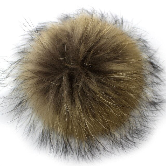 15-16cm Round Fluffy Real Raccoon Fur Pompoms For Handbags Keychains and Knitted Beanie Cap Hats  Genuine fur pompon Pom pom