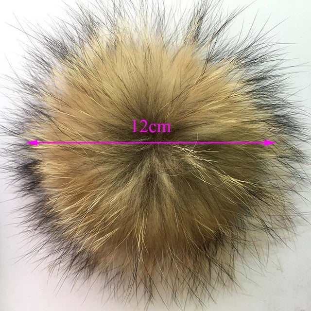 15-16cm Round Fluffy Real Raccoon Fur Pompoms For Handbags Keychains and Knitted Beanie Cap Hats  Genuine fur pompon Pom pom