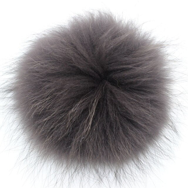 15-16cm Round Fluffy Real Raccoon Fur Pompoms For Handbags Keychains and Knitted Beanie Cap Hats  Genuine fur pompon Pom pom