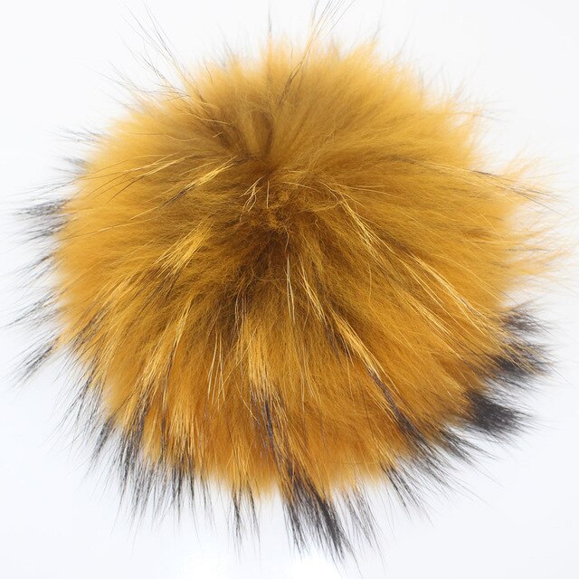 15-16cm Round Fluffy Real Raccoon Fur Pompoms For Handbags Keychains and Knitted Beanie Cap Hats  Genuine fur pompon Pom pom