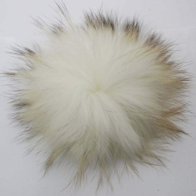 15-16cm Round Fluffy Real Raccoon Fur Pompoms For Handbags Keychains and Knitted Beanie Cap Hats  Genuine fur pompon Pom pom
