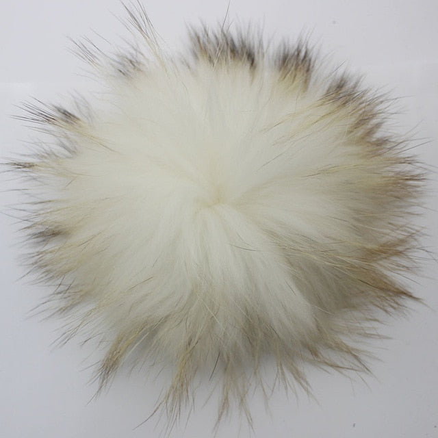 15-16cm Round Fluffy Real Raccoon Fur Pompoms For Handbags Keychains and Knitted Beanie Cap Hats  Genuine fur pompon Pom pom