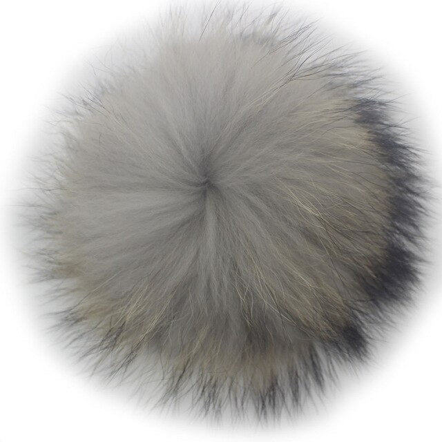 15-16cm Round Fluffy Real Raccoon Fur Pompoms For Handbags Keychains and Knitted Beanie Cap Hats  Genuine fur pompon Pom pom