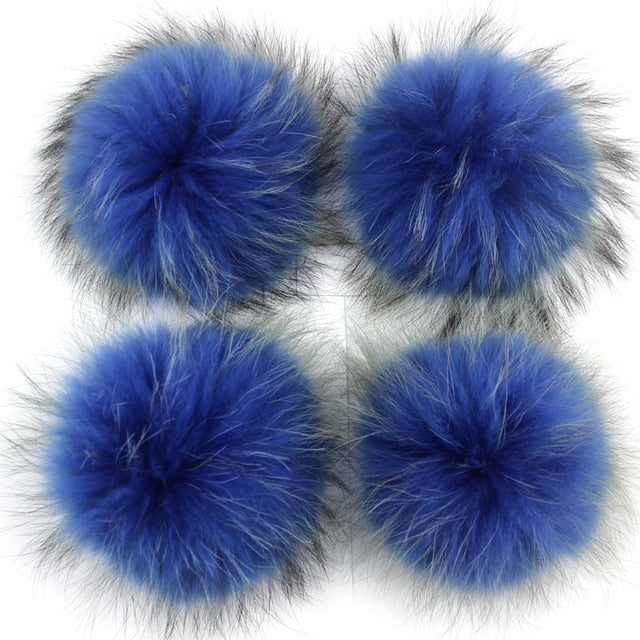 15-16cm Round Fluffy Real Raccoon Fur Pompoms For Handbags Keychains and Knitted Beanie Cap Hats  Genuine fur pompon Pom pom