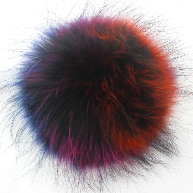 15-16cm Round Fluffy Real Raccoon Fur Pompoms For Handbags Keychains and Knitted Beanie Cap Hats  Genuine fur pompon Pom pom