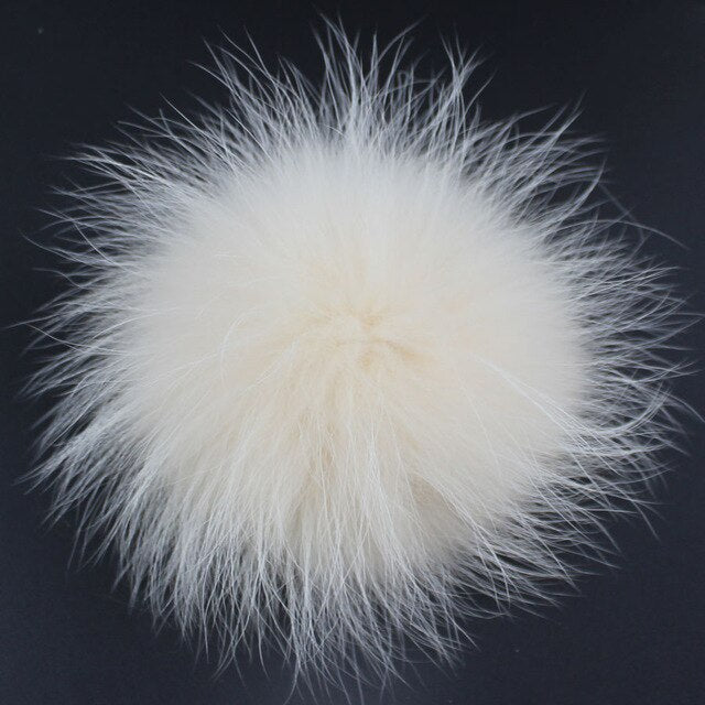 15-16cm Round Fluffy Real Raccoon Fur Pompoms For Handbags Keychains and Knitted Beanie Cap Hats  Genuine fur pompon Pom pom