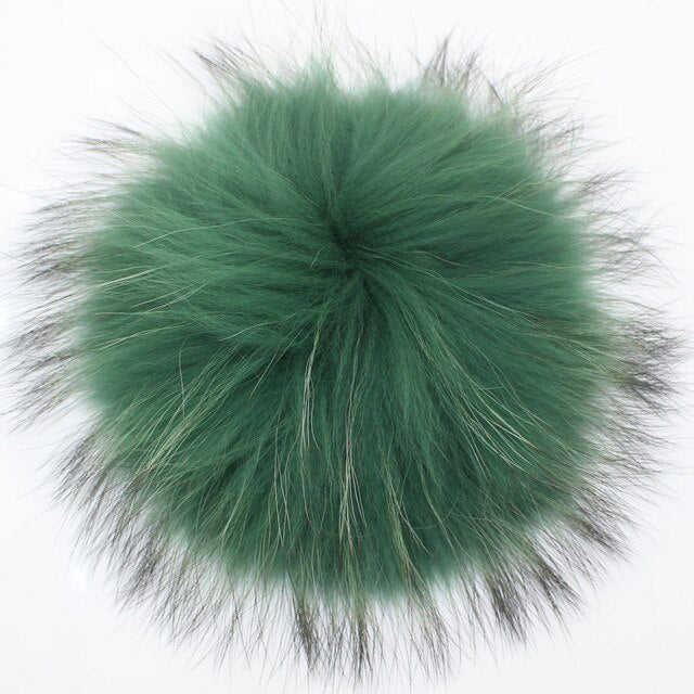 15-16cm Round Fluffy Real Raccoon Fur Pompoms For Handbags Keychains and Knitted Beanie Cap Hats  Genuine fur pompon Pom pom