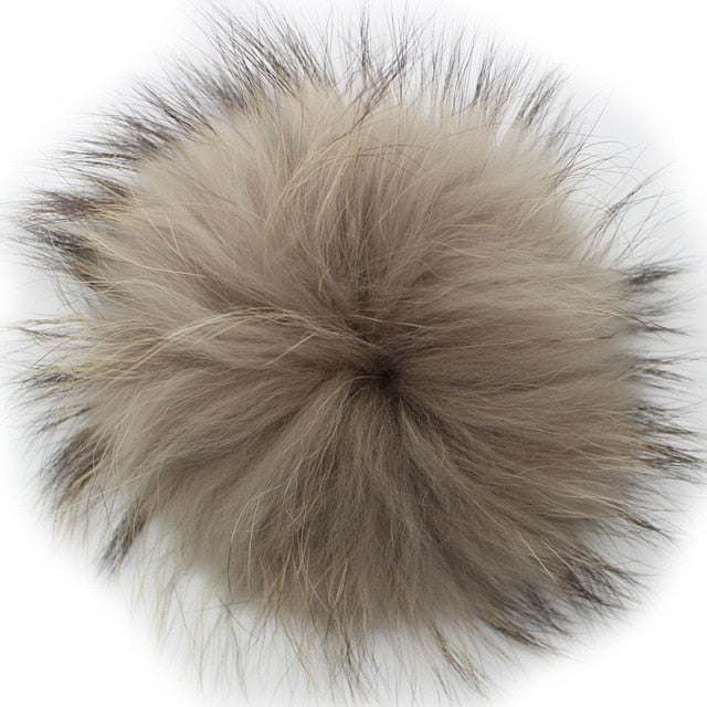 15-16cm Round Fluffy Real Raccoon Fur Pompoms For Handbags Keychains and Knitted Beanie Cap Hats  Genuine fur pompon Pom pom