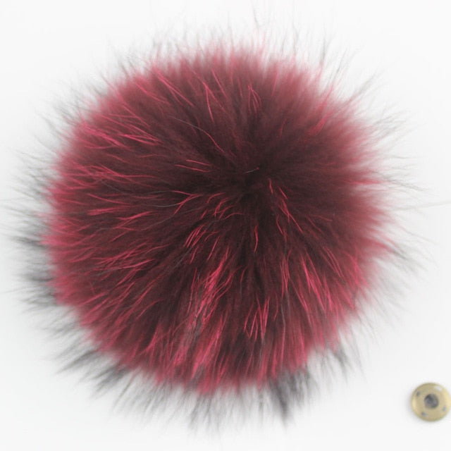 15-16cm Round Fluffy Real Raccoon Fur Pompoms For Handbags Keychains and Knitted Beanie Cap Hats  Genuine fur pompon Pom pom