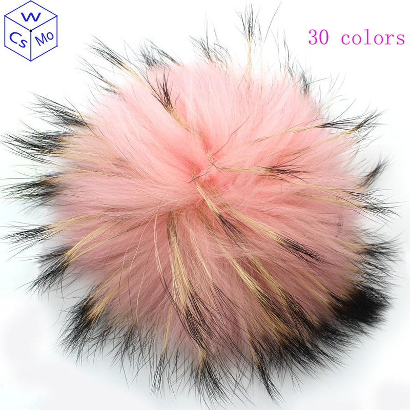 15-16cm Round Fluffy Real Raccoon Fur Pompoms For Handbags Keychains and Knitted Beanie Cap Hats  Genuine fur pompon Pom pom