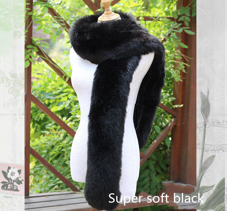 Long Faux Fox Fur Scarf - 180 cm Winter Wrap for Women