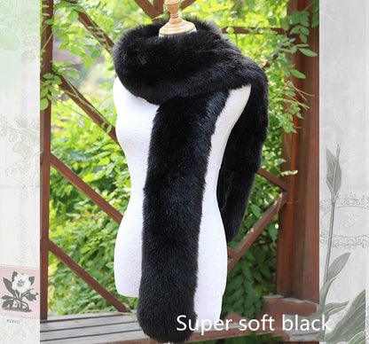 Long Faux Fox Fur Scarf - 180 cm Winter Wrap for Women