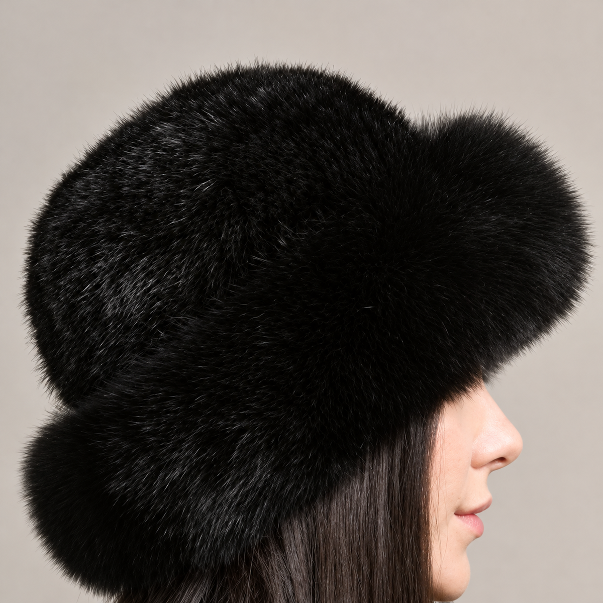 03 black side fur hat photo