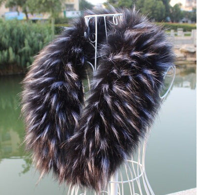 Large Faux Fox Fur Collar Scarf - 100 cm Winter Shawl - Khaki