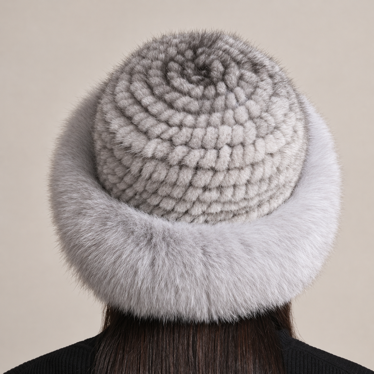 10 gray rear fur hat photo