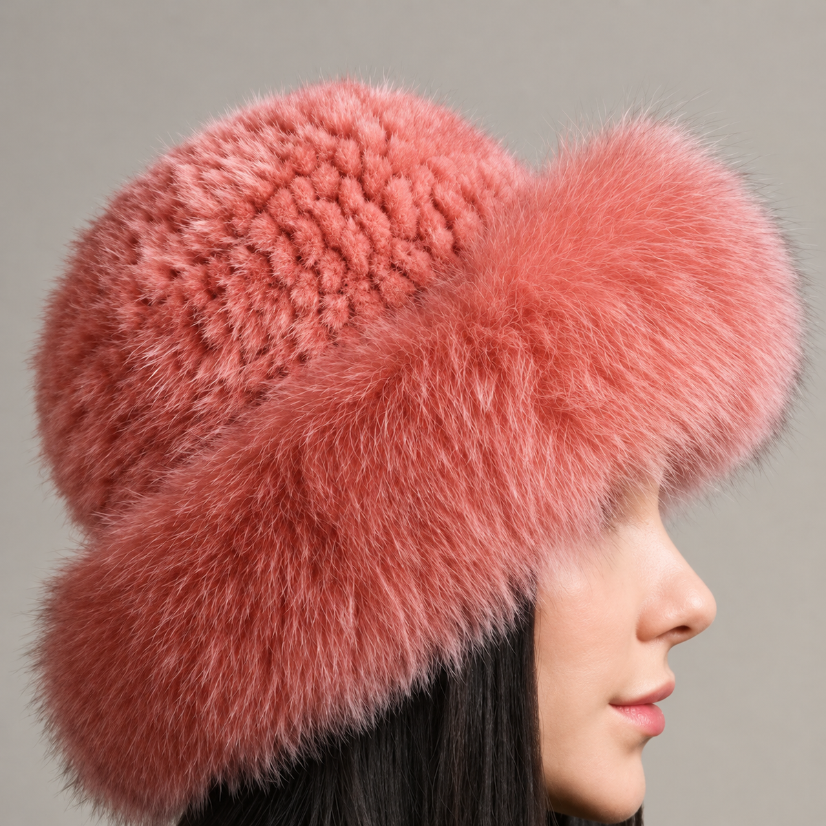 12 pink side fur hat photo