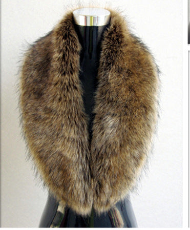 Large Faux Fox Fur Collar Scarf - 100 cm Winter Shawl - Grey