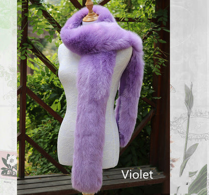 Long Faux Fox Fur Scarf - 180 cm Winter Wrap for Women - Mint Green