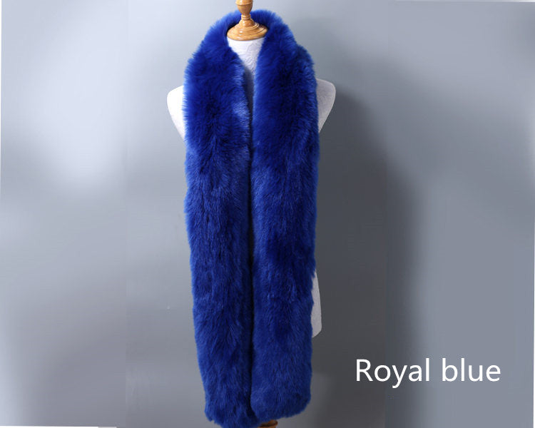 Long Faux Fox Fur Scarf - 180 cm Winter Wrap for Women - Light grey super soft