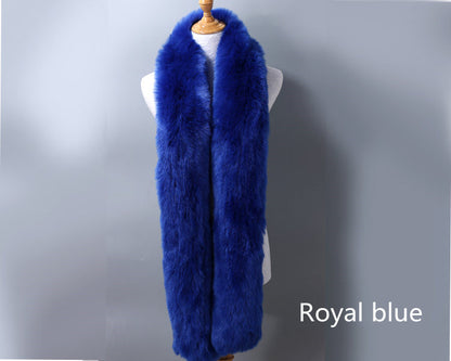 Long Faux Fox Fur Scarf - 180 cm Winter Wrap for Women - Light grey super soft