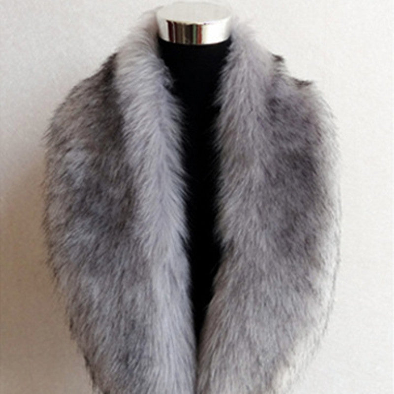 Large Faux Fox Fur Collar Scarf - 100 cm Winter Shawl - Beige