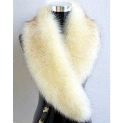 Large Faux Fox Fur Collar Scarf - 100 cm Winter Shawl - White