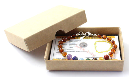 Amber Adult Bracelets With Silver and Chakra Gemstones-1