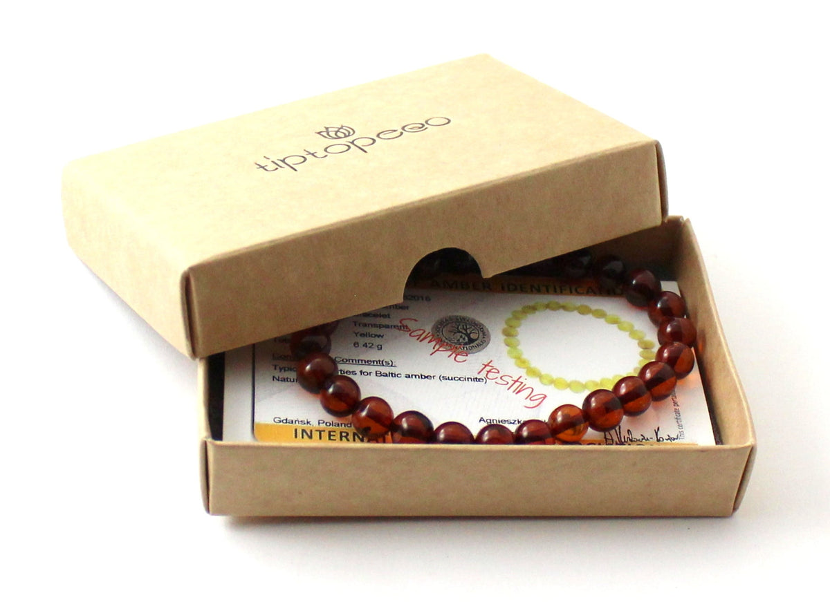 Amber Polished Cognac Stretch Bracelet for Adults-1