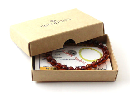 Amber Polished Cognac Stretch Bracelet for Adults-1