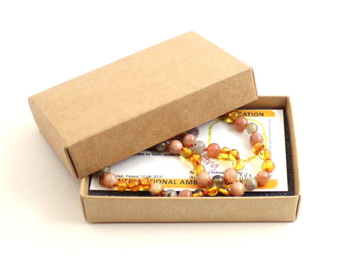Baltic Amber and Sunstone Necklaces-1