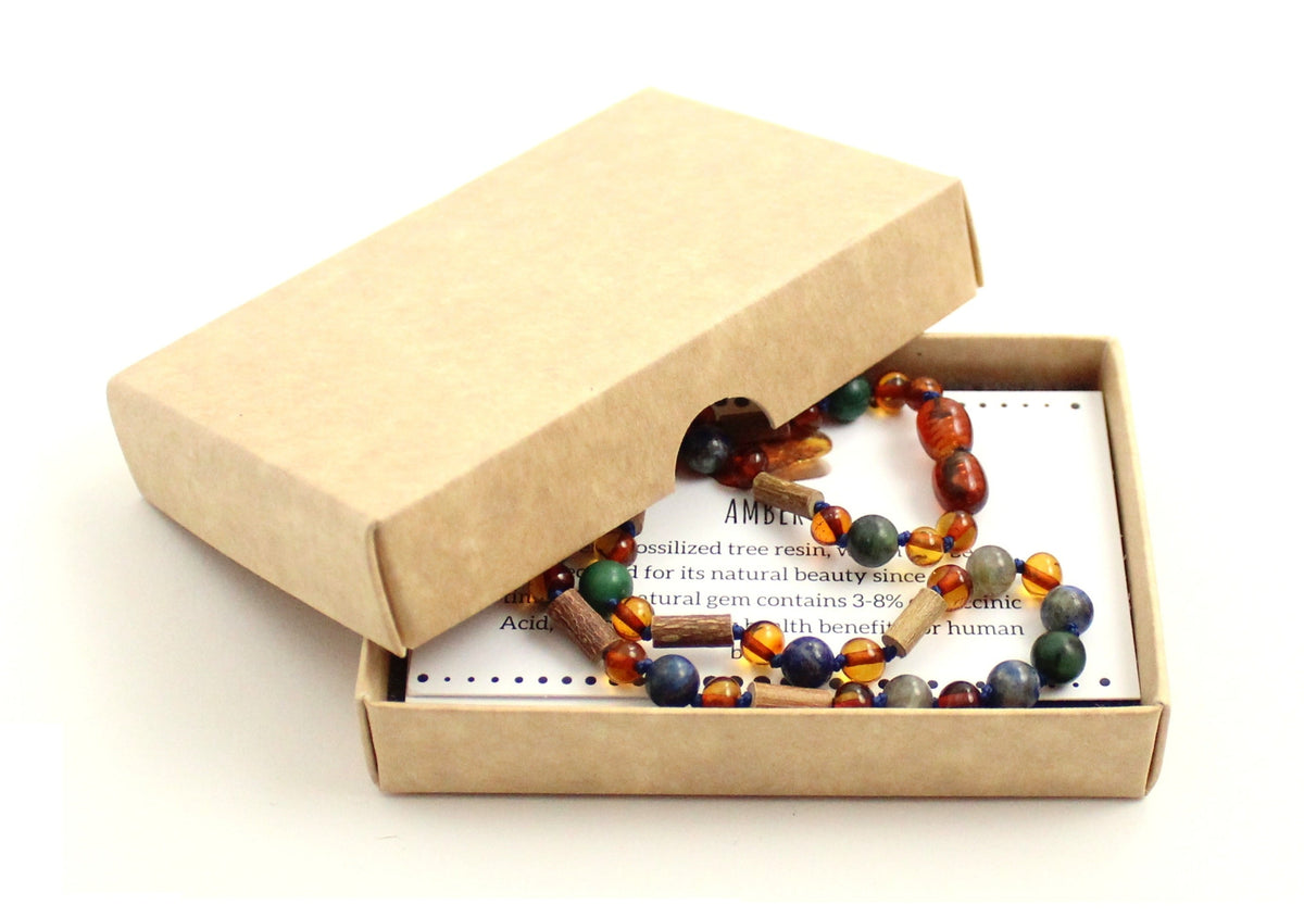 NBBP-H3 Necklace With Hazelwood, Gemstones and Amber Cognac-1