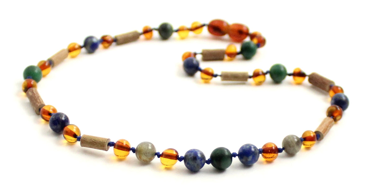 NBBP-H3 Necklace With Hazelwood, Gemstones and Amber Cognac-3