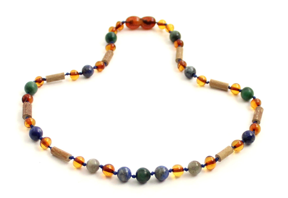 NBBP-H3 Necklace With Hazelwood, Gemstones and Amber Cognac-2